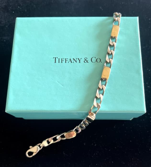 Tiffany & Co. Vintage 18K Gold & Sterling Silver Link Bracelet – 8", 12.2g, Includes Box - Image 1